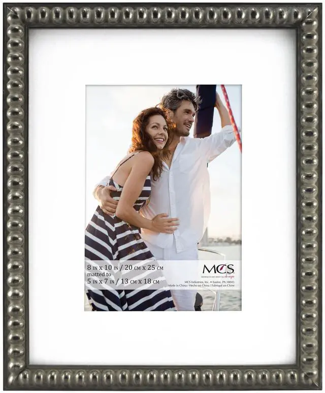 Main image of 8x10 Inch Bead Frame with 5x7 Inch Mat Opening, Pewter (47598)