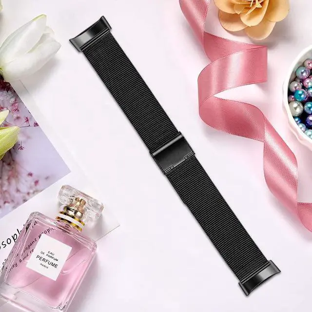 Alt view image 2 of 6 - Slim Band for Fitbit Charge 6/Charge 5 SmartWatch, Mesh Stainless Steel Adjustable Watchband Feminine Strap Replacement Accessory Strap for Charge 6/Charge 5 Fitness & Health Tracker (Black)