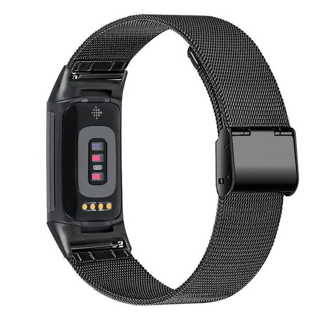 Alt view image 6 of 6 - Slim Band for Fitbit Charge 6/Charge 5 SmartWatch, Mesh Stainless Steel Adjustable Watchband Feminine Strap Replacement Accessory Strap for Charge 6/Charge 5 Fitness & Health Tracker (Black)