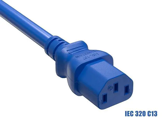 Alt view image 3 of 5 - 14 AWG 8 ft Power Cable IEC320 C13 to IEC320 C14, 15 Amp, 250 Volt, Computer, PDU, UPS, Blue Power Cord