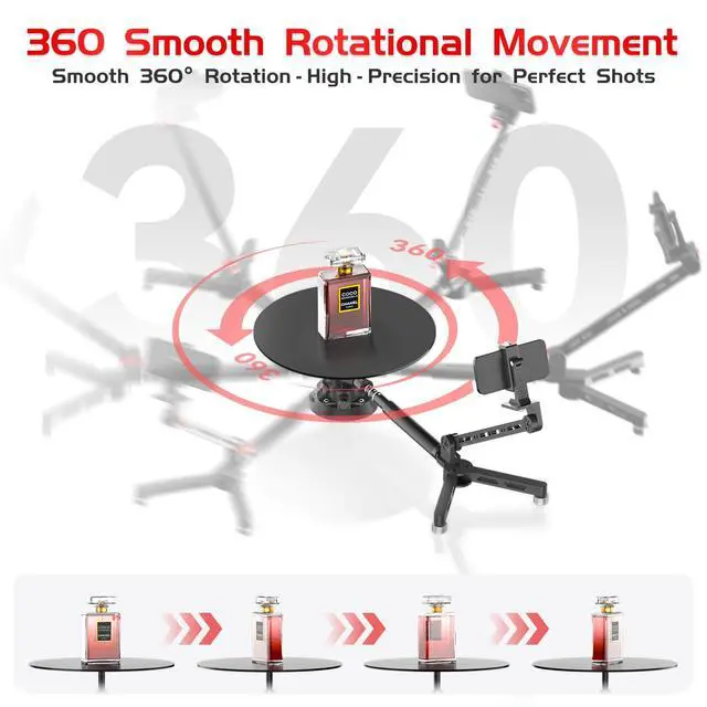 Alt view image 4 of 6 - Portable 360 Degree Spinner,Suction Cup Mount Rotating Camera Slider with Adjustable Handle Photography Turntable Professional Photography for Camera/Action Camera/Phone (EVA Hard Case)