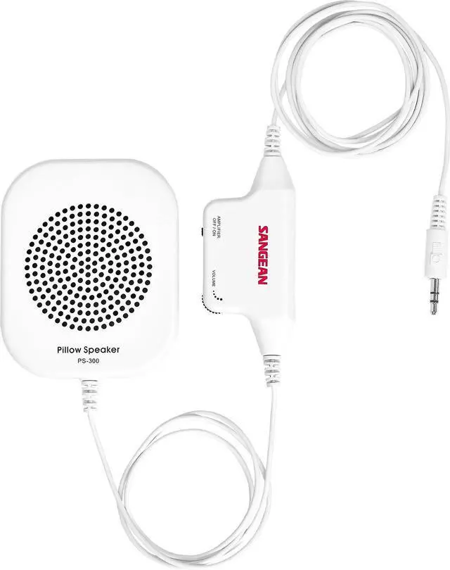 Main image of Portable Pillow Speaker for in-line Volume Control and Amplifier Use with Any Radio, Radio Cassette, Clock Radio, CD Player or Other Equipment Fitted with a 3.5 mm Headphone Socket