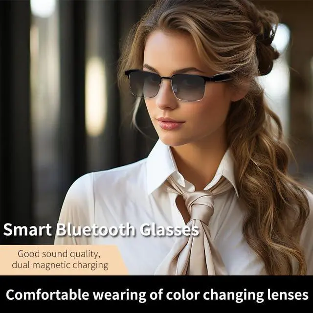 Alt view image 2 of 6 - Smart glasses metal frame Photochromic business fashion audio headphones tws bluetooth sunglasses anti-blue light