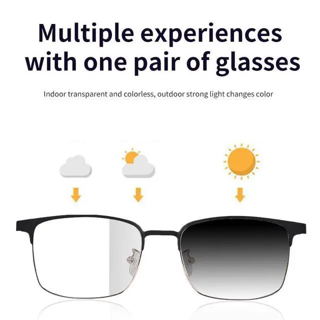 Alt view image 6 of 6 - Smart glasses metal frame Photochromic business fashion audio headphones tws bluetooth sunglasses anti-blue light