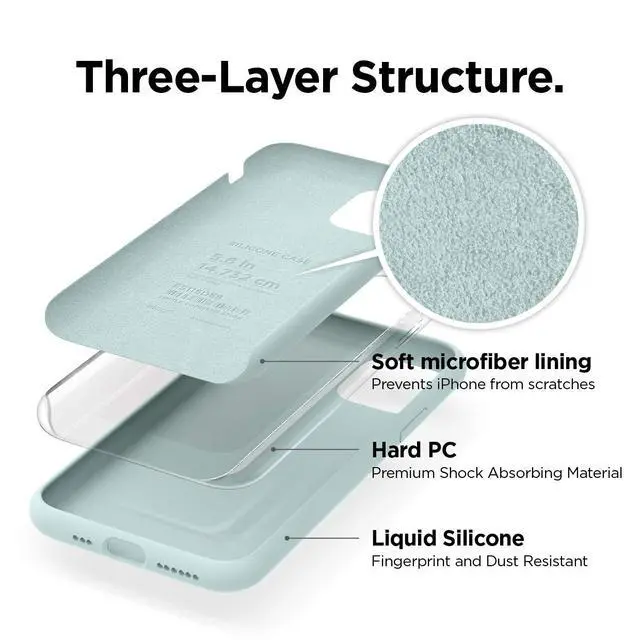 Alt view image 2 of 6 - Premium Liquid Silicone Case for iPhone 11 Pro Green | Full Body Protective Cover, Shockproof, Slim Phone Case, Anti-Scratch Soft Microfiber Lining, 5.8 inch (Green)