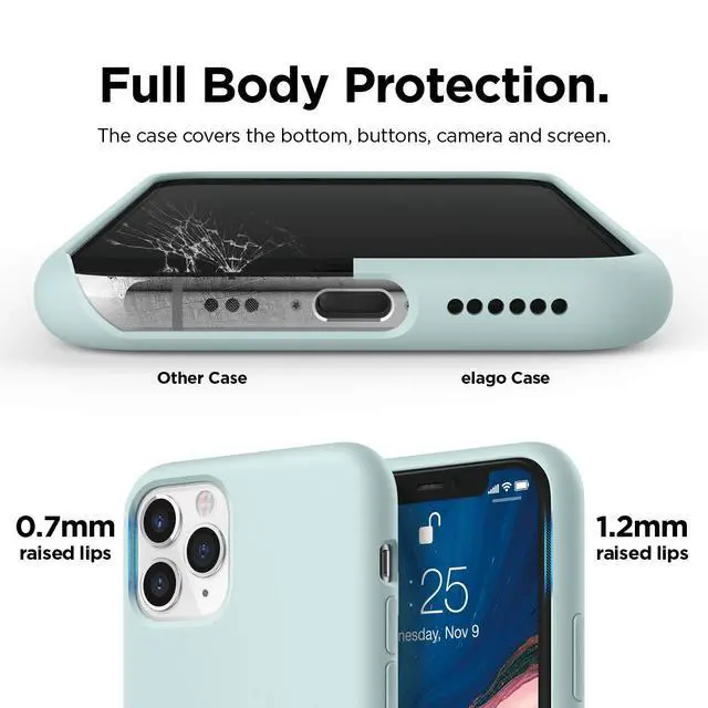 Alt view image 5 of 6 - Premium Liquid Silicone Case for iPhone 11 Pro Green | Full Body Protective Cover, Shockproof, Slim Phone Case, Anti-Scratch Soft Microfiber Lining, 5.8 inch (Green)