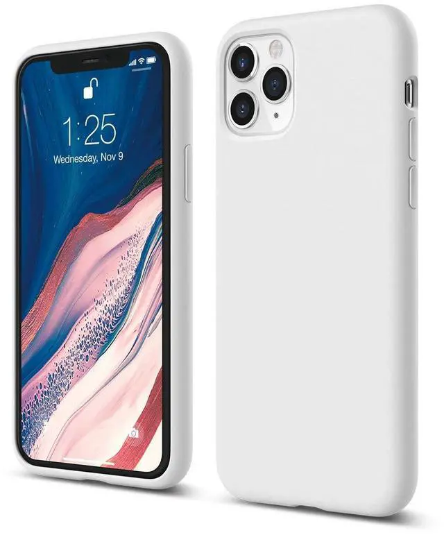 Main image of Premium Liquid Silicone Case for iPhone 11 Pro White | Full Body Protective Cover, Shockproof, Slim Phone Case, Anti-Scratch Soft Microfiber Lining, 5.8 inch (White)