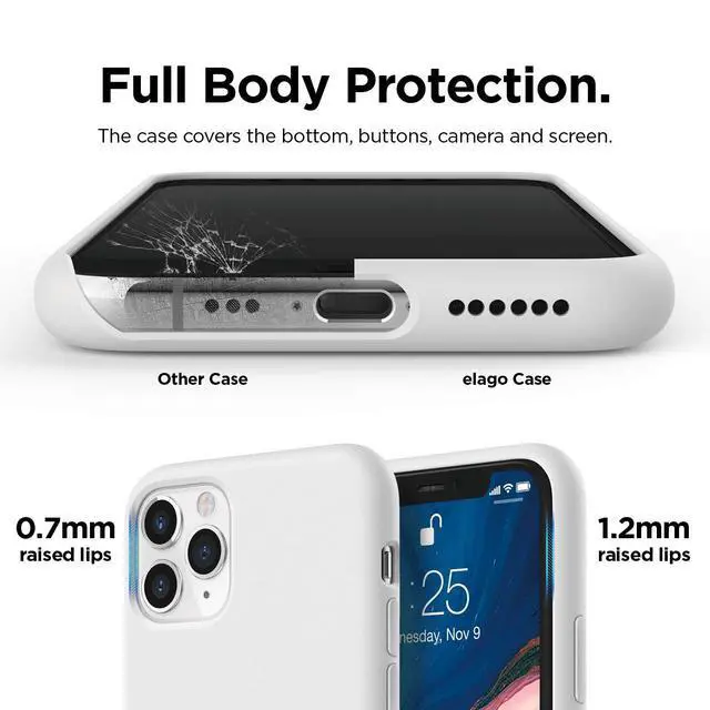 Alt view image 5 of 6 - Premium Liquid Silicone Case for iPhone 11 Pro White | Full Body Protective Cover, Shockproof, Slim Phone Case, Anti-Scratch Soft Microfiber Lining, 5.8 inch (White)