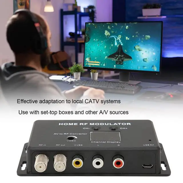Alt view image 2 of 6 - AV to RF Modulator, Professional UHF TV Link Modulator with PAL/NTSC Compatibility for Home Entertainment Systems Set Top Boxes and AV Sources