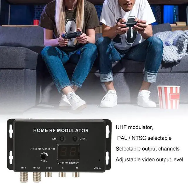 Alt view image 3 of 6 - AV to RF Modulator, Professional UHF TV Link Modulator with PAL/NTSC Compatibility for Home Entertainment Systems Set Top Boxes and AV Sources