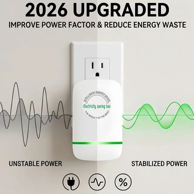 Alt view image 2 of 6 - Electricity Saving Box - 2026 Upgraded Power Factor Saver, Surge Protection Thermoregulation, 90V-250V 30KW Load, Plug and Play, Compact ABS Design, Hot Swappable for Home Office (Upgraded-1 Pcs)