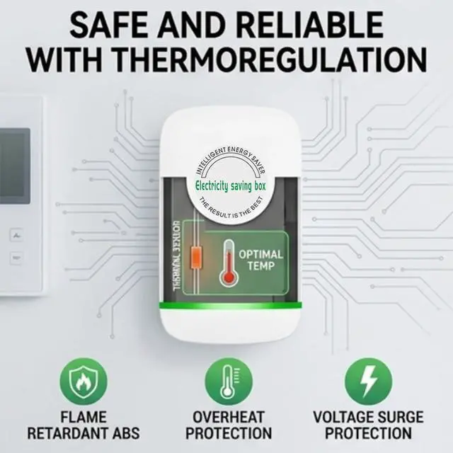 Alt view image 3 of 6 - Electricity Saving Box - 2026 Upgraded Power Factor Saver, Surge Protection Thermoregulation, 90V-250V 30KW Load, Plug and Play, Compact ABS Design, Hot Swappable for Home Office (Upgraded-1 Pcs)