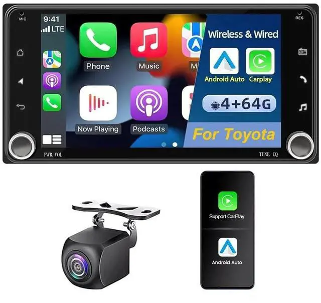 Main image of 4+64G Android 14 Car Stereo Radio for Toyota Alphard 2002-2015, 7'' Touch Screen Radio with Carplay Android Auto GPS SWC Bluetooth WiFi FM RDS DSP Mirror Link Split Screen MIC Backup Camera