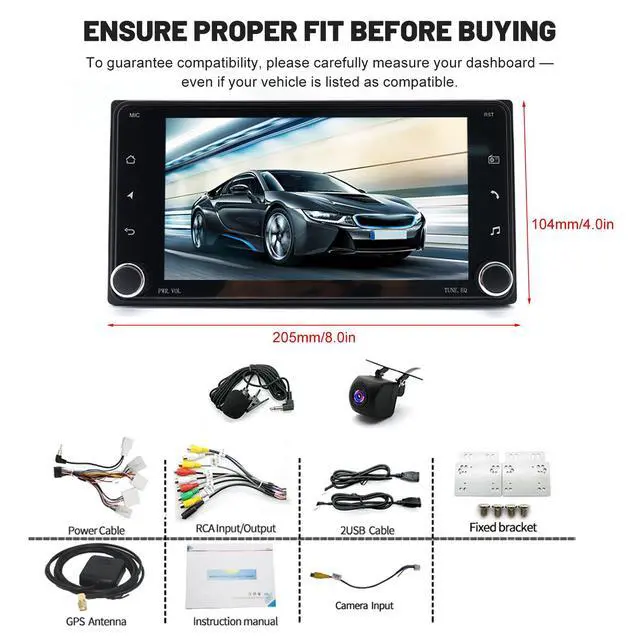 Alt view image 4 of 6 - 4+64G Android 14 Car Stereo Radio for Toyota Alphard 2002-2015, 7'' Touch Screen Radio with Carplay Android Auto GPS SWC Bluetooth WiFi FM RDS DSP Mirror Link Split Screen MIC Backup Camera