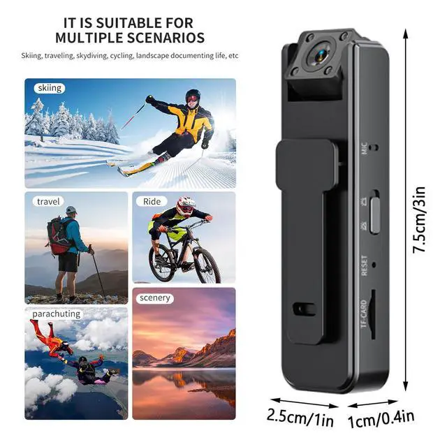 Alt view image 4 of 6 - 1080P HD Portable Body Worn Camera Camcorder, Lightweight Wearable Body Camera with Night Vision Loop Recording Back Clip, Suitable for Traveling, Driver, Delivery Man, Lecture Recording (1)