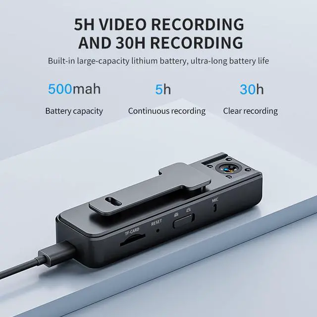 Alt view image 5 of 6 - 1080P HD Portable Body Worn Camera Camcorder, Lightweight Wearable Body Camera with Night Vision Loop Recording Back Clip, Suitable for Traveling, Driver, Delivery Man, Lecture Recording (1)
