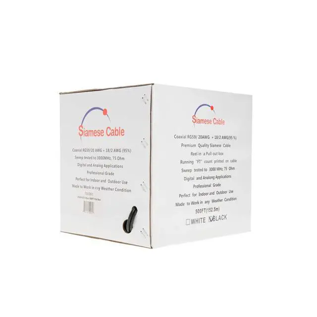 Alt view image 3 of 4 - RG59/U Siamese Cable CCTV Video Wire 20-Gauge + 18/2 AWG Power with 95% Shielding, 250ft, Black