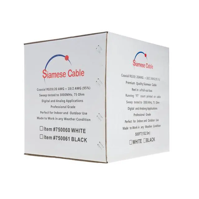 Alt view image 3 of 4 - RG59/U Siamese Cable CCTV Video Wire 20-Gauge + 18/2 AWG Power with 95% Shielding, 500ft, Black