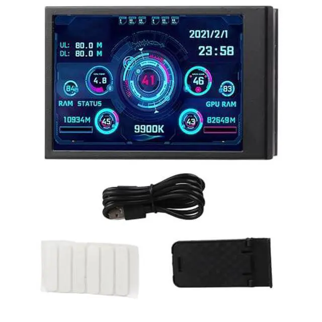 Alt view image 2 of 6 - Pc Temperature Display, 3.5in Computer Temp Monitor Full View Display Computer Temp Monitor Computer Temperature Display with Stand for aida64 PC CPU RAM Hard Disk Data