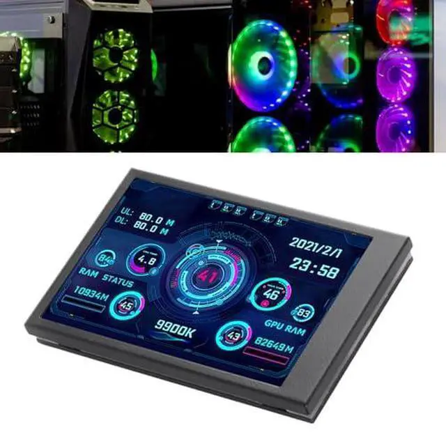 Alt view image 4 of 6 - Pc Temperature Display, 3.5in Computer Temp Monitor Full View Display Computer Temp Monitor Computer Temperature Display with Stand for aida64 PC CPU RAM Hard Disk Data
