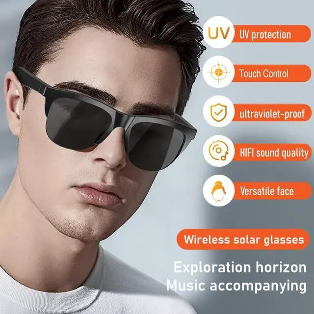 Alt view image 2 of 6 - Smart glasses, polarized sunglasses with bluetooth speaker, sports/outdoor filter UV protection voice control, unisex fashion sunglasses, touch smart glasses