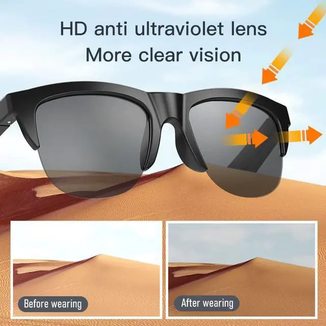 Alt view image 3 of 6 - Smart glasses, polarized sunglasses with bluetooth speaker, sports/outdoor filter UV protection voice control, unisex fashion sunglasses, touch smart glasses