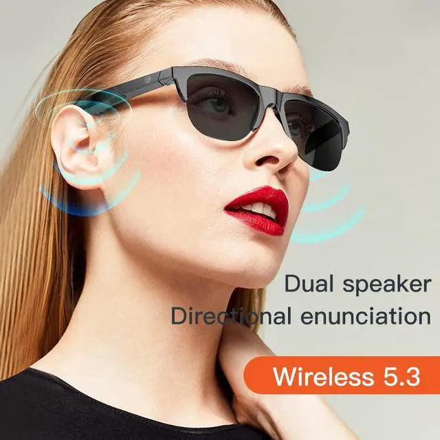 Alt view image 4 of 6 - Smart glasses, polarized sunglasses with bluetooth speaker, sports/outdoor filter UV protection voice control, unisex fashion sunglasses, touch smart glasses