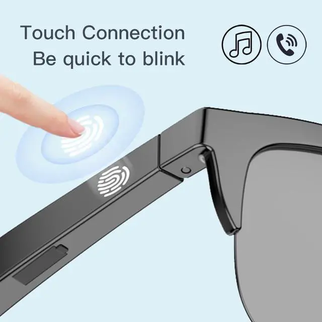 Alt view image 6 of 6 - Smart glasses, polarized sunglasses with bluetooth speaker, sports/outdoor filter UV protection voice control, unisex fashion sunglasses, touch smart glasses