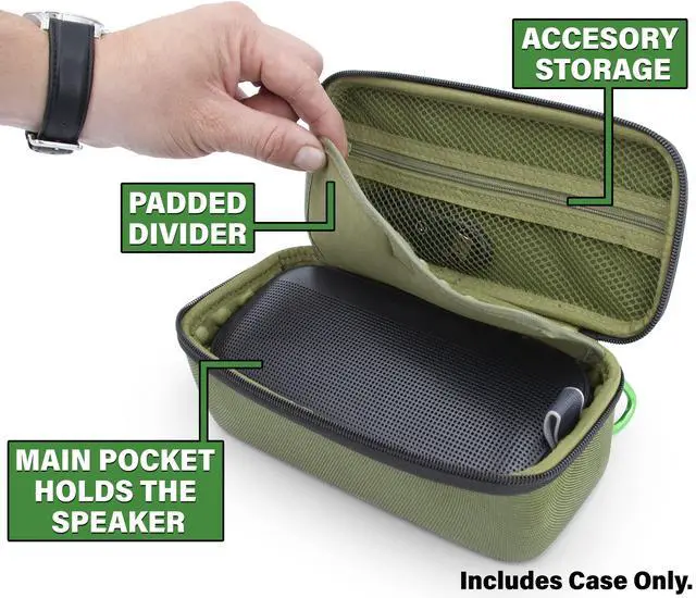 Alt view image 3 of 6 - Carry Case Compatible with Bose Soundlink Flex Bluetooth Speaker and Charge Cable, Includes Clip On Carabiner, Rugged Exterior and Drop Protection