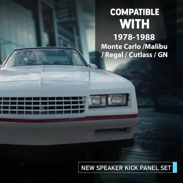 Alt view image 4 of 6 - Speaker Kick Panel Set Without Speaker Compatible with Chevy Monte Carlo, El Camino, Malibu, Oldsmobile Cutlass, Pontiac Grand Prix, Buick Regal 1978-1988