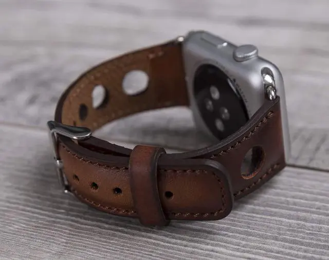 Alt view image 2 of 6 - Full Grain Leather Burnished Tan Holo Band for Apple Watch
