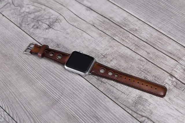 Alt view image 6 of 6 - Full Grain Leather Burnished Tan Holo Band for Apple Watch