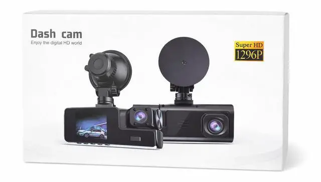 Main image of Dual Camera Dash Cam with Front 1080P and Inside Camera, Super HD 1296P, 170° Wide Angle, Night Vision, 24H Parking Monitor, G-Sensor, Loop Recording