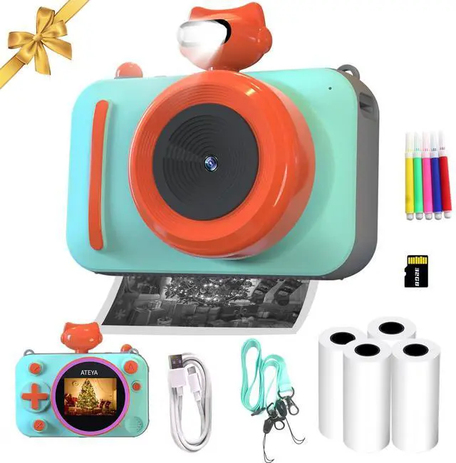 Main image of Kids Camera Instant Print, 48MP 2.5K UHD Digital Camera for Kids 3-12, for Grandkids, Boys & Girls, with 4 Printing Papers & Strap, Portable Travel Toy