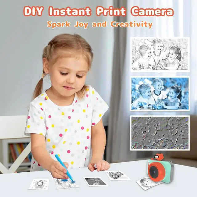 Alt view image 4 of 6 - Kids Camera Instant Print, 48MP 2.5K UHD Digital Camera for Kids 3-12, for Grandkids, Boys & Girls, with 4 Printing Papers & Strap, Portable Travel Toy