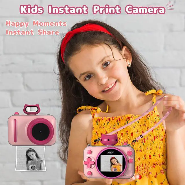 Alt view image 2 of 6 - Kids Camera Instant Print, 48MP 2.5K UHD Digital Camera for Kids 3-12, for Grandkids, Boys & Girls, with 4 Printing Papers & Strap, Portable Travel Toy(Pink)