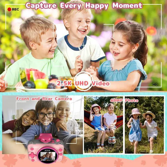 Alt view image 3 of 6 - Kids Camera Instant Print, 48MP 2.5K UHD Digital Camera for Kids 3-12, for Grandkids, Boys & Girls, with 4 Printing Papers & Strap, Portable Travel Toy(Pink)