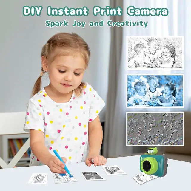 Alt view image 3 of 6 - Kids Camera Instant Print, 48MP 2.5K UHD Digital Camera for Kids 3-12, for Grandkids, Boys & Girls, with 4 Printing Papers & Strap, Portable Travel Toy