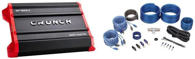 Main image of Bundle: (1) Crunch GP-1500.4 1500 Watt 4-Channel Car Stereo Amplifier Amp Bundle with (1) Rockville RWK42 4 Gauge 4 Chan Car Amp Wiring Installation Wire Kit (2) RCA's (2 Items)