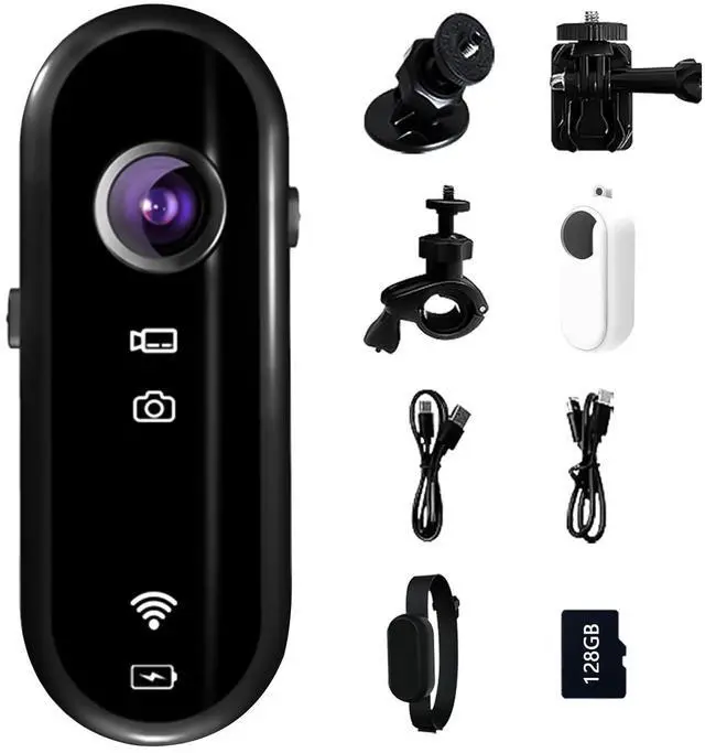Main image of 1080P Mini WIFI Action Camera: 128G Thumb Portable Body Worn Camera Wearable Video Recorder with 360° Rotatable Magnetic Clip Easy to Use Pet Walks Outdoor Activities Cycling Travel Outdoor Adventure