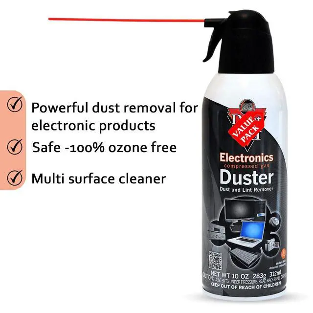 Alt view image 2 of 5 - Compressed Air Duster for Electronics 10oz (Pack of 2) with Cleaning Sponge Dust-Off Spray for Computers, Keyboards, Cameras, Consoles Ozone Safe & Residue Free