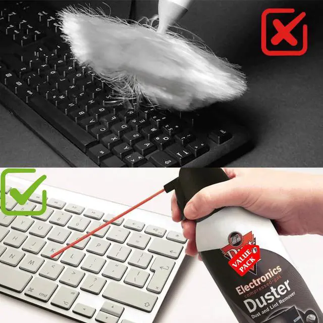 Alt view image 3 of 5 - Compressed Air Duster for Electronics 10oz (Pack of 2) with Cleaning Sponge Dust-Off Spray for Computers, Keyboards, Cameras, Consoles Ozone Safe & Residue Free