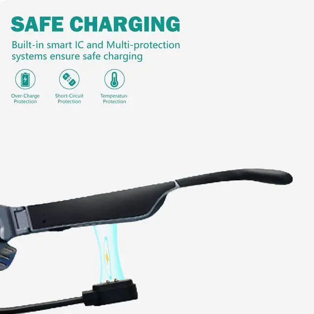 Alt view image 5 of 5 - Compatible with ALZOVOZ Smart Glasses Charger, Magnetic USB Charging Cable Replacement Compatible for ALZOVOZ Bluetooth Audio Glasses