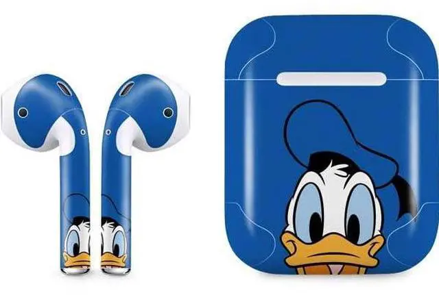 Main image of Decal Audio Skin Compatible with Apple AirPods - Officially Licensed Disney Friends Donald Duck Up Close Design