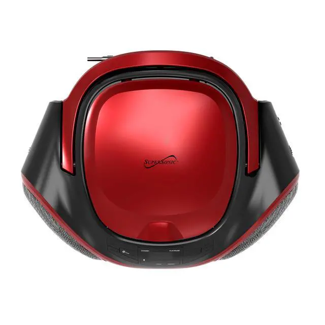 Alt view image 2 of 6 - SC-726BT Portable AM/FM Radio Top-Loading CD Player with Bluetooth, LED Track Display, Aux Input, Carry Handle, Built-in Speaker, Programmable Memory, Repeat Modes, AC/DC (Red)