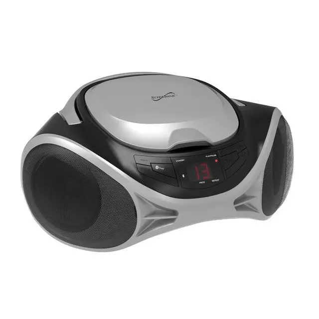 Alt view image 3 of 6 - SC-726BT Portable AM/FM Radio Top-Loading CD Player with Bluetooth, LED Track Display, Aux Input, Carry Handle, Built-in Speaker, Programmable Memory, Repeat Modes, AC/DC (Silver)