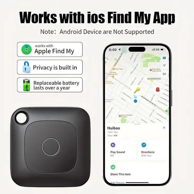 Alt view image 2 of 6 - 2 pcs Mini GPS Tracker for Personal Essentials Wireless Locator for Dogs, Cats, Wallets, Bags, Keys & More Waterproof & Long Battery Life Black