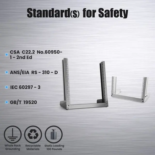 Alt view image 3 of 6 - 6U Stand Open Rack Equipment fram for Server Networking and Data System Desktop Rack