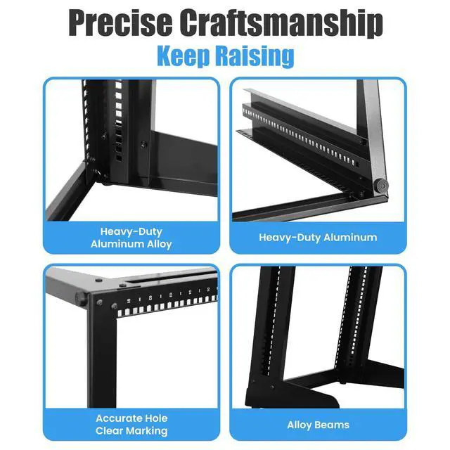 Alt view image 4 of 6 - 6U Stand Open Rack Equipment fram for Server Networking and Data System Desktop Rack