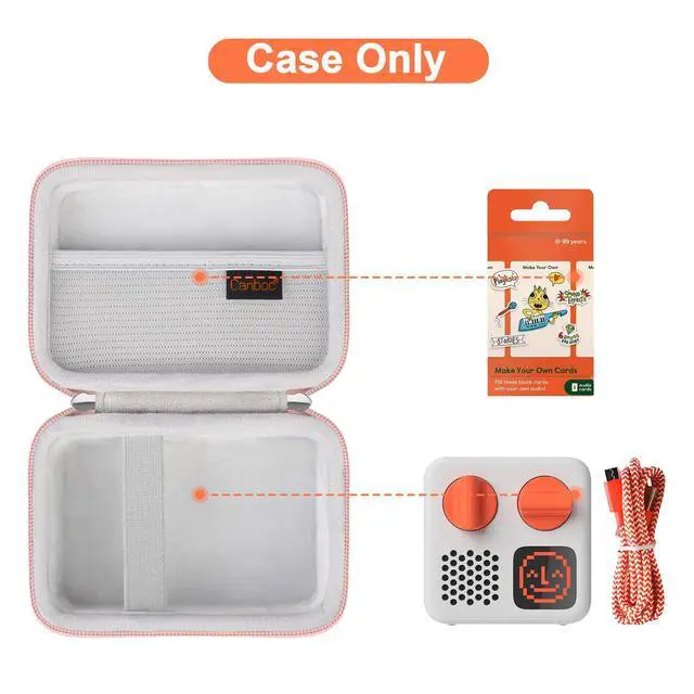 Alt view image 2 of 5 - Hard Case for Yoto Mini Kids Audio & Music Player Childrens Speaker Plays Audiobook Cards Radio, Mesh Pocket fit Audiobook Cards, Mini Radio Carrying Storage Bag, Rose Gold (Case Only)